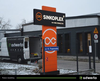 Pylon świetlny dla firmy Sinkoplex - Ostrów Wlkp., Kalisz